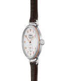 38mm Canfield Alligator Strap Watch, Oxblood/Rose Gold