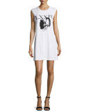 2-in-1 Sheer Netted V-Neck Midi Dress w/ Jersey Underlay, Black