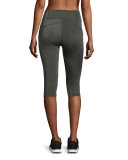 Colorblocked High-Rise Capri Leggings, Gray/Black