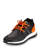 Pure Boost Leather Sneaker, Black/Orange