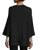 Striped Merino Top, Charcoal/Black