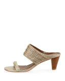 Viv Stitched Metallic Slide Sandal, Neutral