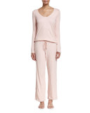 Organic Lounge Drawstring Pants, Boudoir/Pink Puff