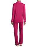 Bella Long-Sleeve Pajama Set, Deep Ruby/Ivory