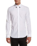 Metal-Tip Point-Collar Shirt, White