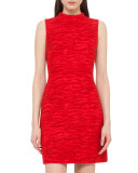 Tiger-Print Sleeveless Sheath Dress, Red