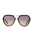 Large Aviator Sunglasses, Black