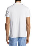 Donald Waffle Cotton Polo Shirt, White/Navy