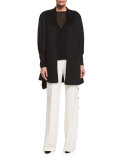 Trufo Side-Button Wide-Leg Pants, Off White