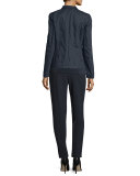 Adrian One-Button Charmeuse Blazer, Ink