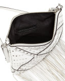 Jemma Studded Fringe Crossbody Bag, White