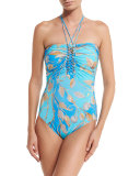 Capri Lace-Up Bandeau One-Piece Swimsuit