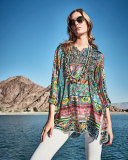 Frame Printed Silk Georgette Tunic, Multi