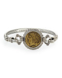 Eros Silver and Bronze Coin Bangle Bracelet