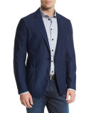 Textured Two-Button Jacket, Navy