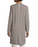 Long Two-Tone Matte-Crepe Cardigan Coat 