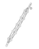 Silvertone 3-Strand T-Logo Bracelet