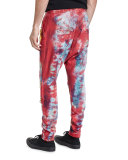 Tie-Dye Moto Jogger Pants, Red/Blue