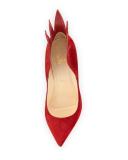Victorina Flame Suede 100mm Red Sole Pump, Red
