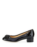 Flynn Ornament Patent Low-Heel Pump, Black