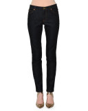 Rockstud-Trim Skinny Jeans, Navy Denim
