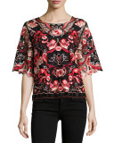 Mirielle Embroidered Floral Lace Blouse, Multi