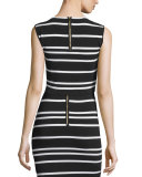 Onissa Sleeveless Bias-Striped Crop Top, Black