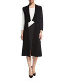 Seamed Colorblock Ponte Dress, Black/Ivory, Plus Size