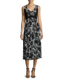 Sleeveless Floral-Print Midi Dress