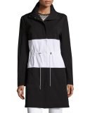 Colorblock Drawstring Tech Jacket, Caviar/Bianco