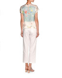 Belted Cropped Utility Pants, White