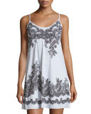 Antique-Lace-Print Microfiber Chemise