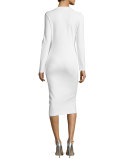 Firefly Long-Sleeve Ponte Sheath Dress, Ivory