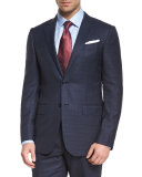 Milano Plaid Two-Piece Wool Suit, Blue