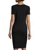 Milano Knit Sequined Sheath Dress, Caviar/Jet