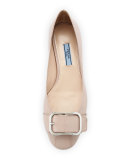 Patent Buckle Ballerina Flat, Cipria