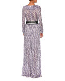 Ruffled V-Neck Wide-Leg Jumpsuit, Purple