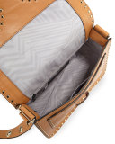 Midnighter Large Leather Messenger Bag, Sand/Light Gold