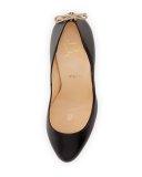 Very Gemma Bow-Back 100mm Red Sole Pump, Black/Light Gold