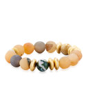 Gray and Peach Druzy Beaded Bracelet