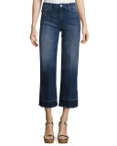 Roller Crop Undone Jean with Wide Hem, Dark Graffiti