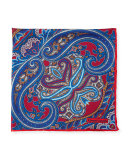 Tapestry Paisley Silk Pocket Square, Burgundy