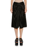 Ruched-Front A-Line Skirt, Black