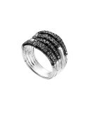 Bamboo Lava Wide Ring with Black Sapphires
