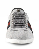 Bambi Glitter Web Low-Top Sneaker, Aegento