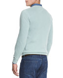 Cashmere V-Neck Sweater, Granite Green
