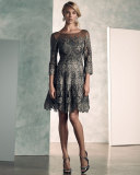 3/4-Sleeve Lace A-line Cocktail Dress