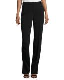 Classic Stretch Cady Straight-Leg Pants, Black
