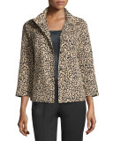 Vanna Leopard-Print Jacket, Black/Multi