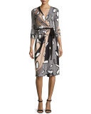 Elizabel Printed Silk Wrap Dress